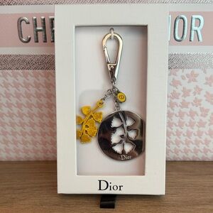 Dior Silver and Yellow Charm Keychain